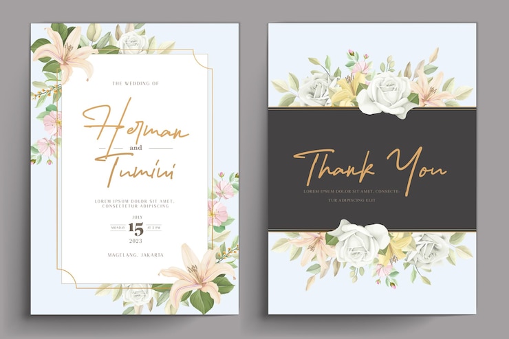 Vector Gratis hand drawn floral wedding invitation template desig