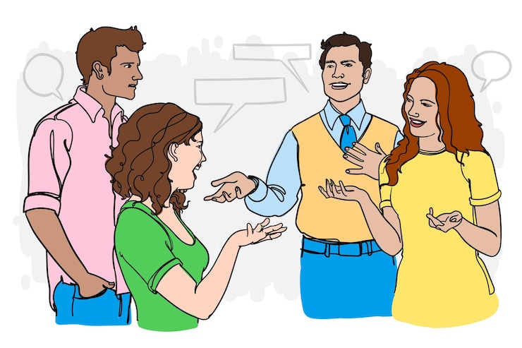 Vector Gratis hand drawn friends talking