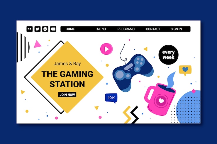 Vector Gratis hand drawn gaming station landing page