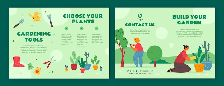 Vector Gratis hand drawn gardening brochure template