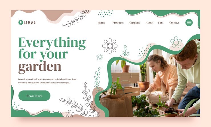 Vector Gratis hand drawn gardening hobby landing page