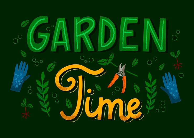 Vector Gratis hand drawn gardening text illustration