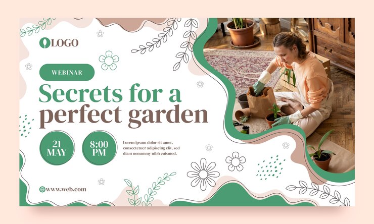 Vector Gratis hand drawn gardening work webinar