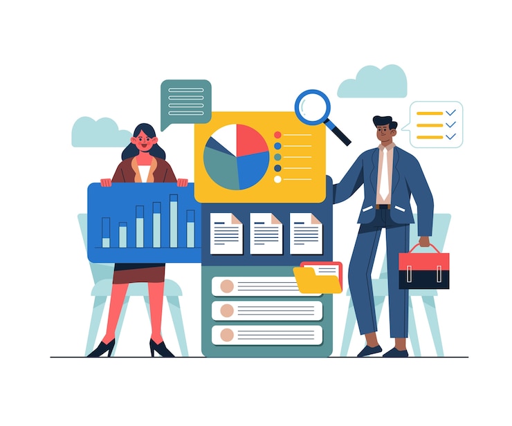 Vector Gratis hand drawn gathering data in business concept