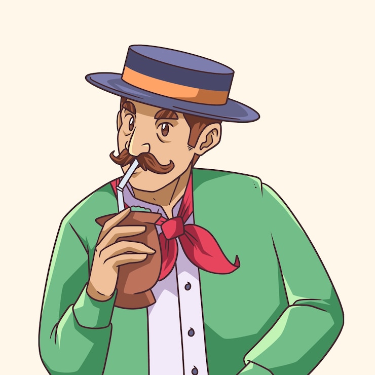 Vector Gratis hand drawn gaucho drinking mate illustration