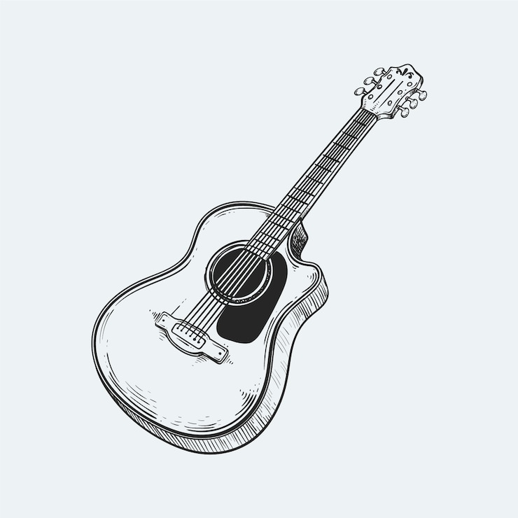 Vector Gratis hand drawn guitar drawing illustration