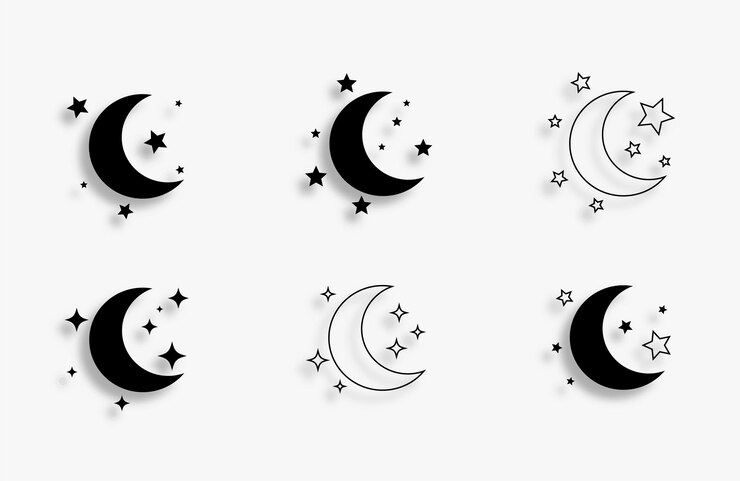 Vector Gratis hand drawn half moon and star background in set