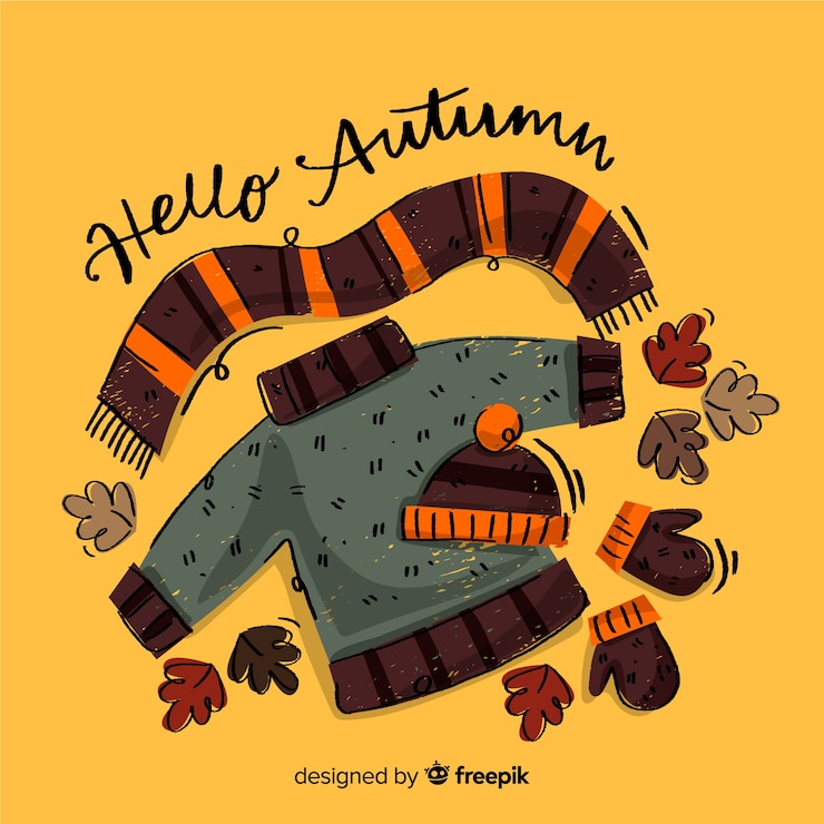 Vector Gratis hand drawn hello autumn lettering background