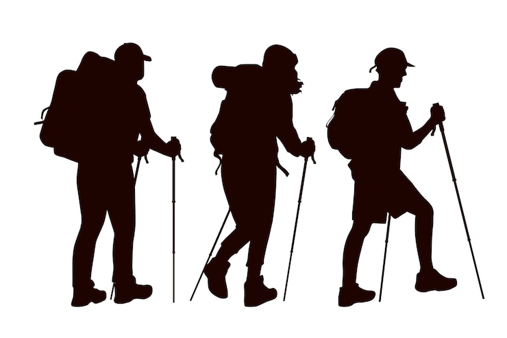 Vector Gratis hand drawn hiking silhouettes