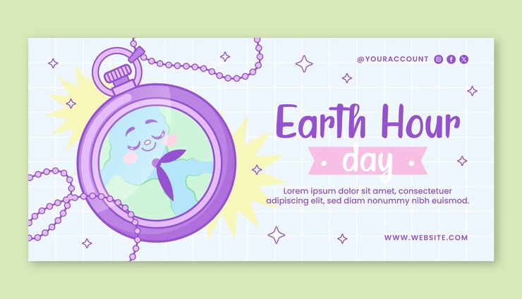 Vector Gratis hand drawn horizontal banner template for earth hour