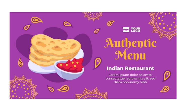 Vector Gratis hand drawn indian restaurant facebook template