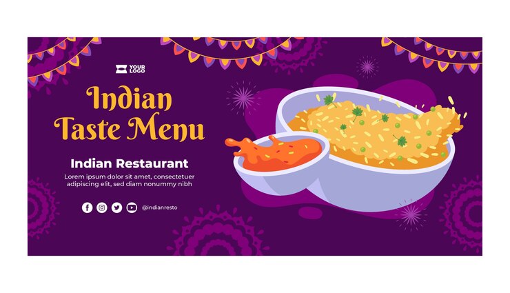 Vector Gratis hand drawn indian restaurant sale banner