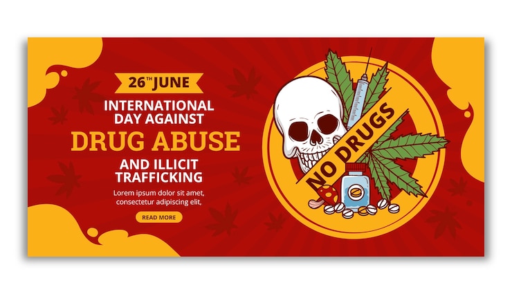 Vector Gratis hand drawn international day against drug abuse and illicit trafficking banner