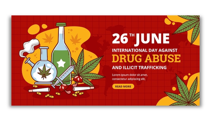 Vector Gratis hand drawn international day against drug abuse and illicit trafficking banner