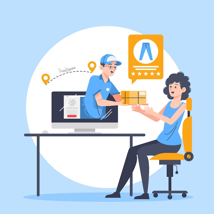 Vector Gratis hand drawn international trade with delivery man