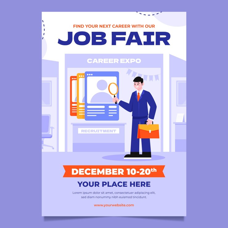 Vector Gratis hand drawn job fair poster template