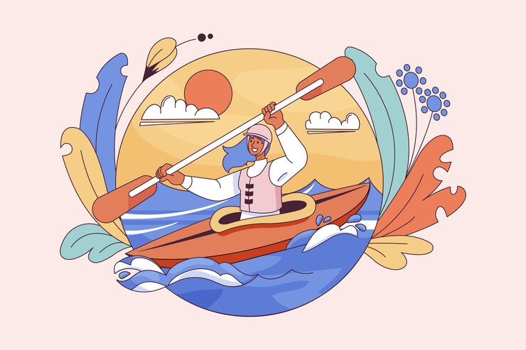 Vector Gratis hand drawn kayaking illustration