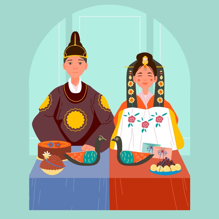 Vector Gratis hand drawn korean wedding illustration