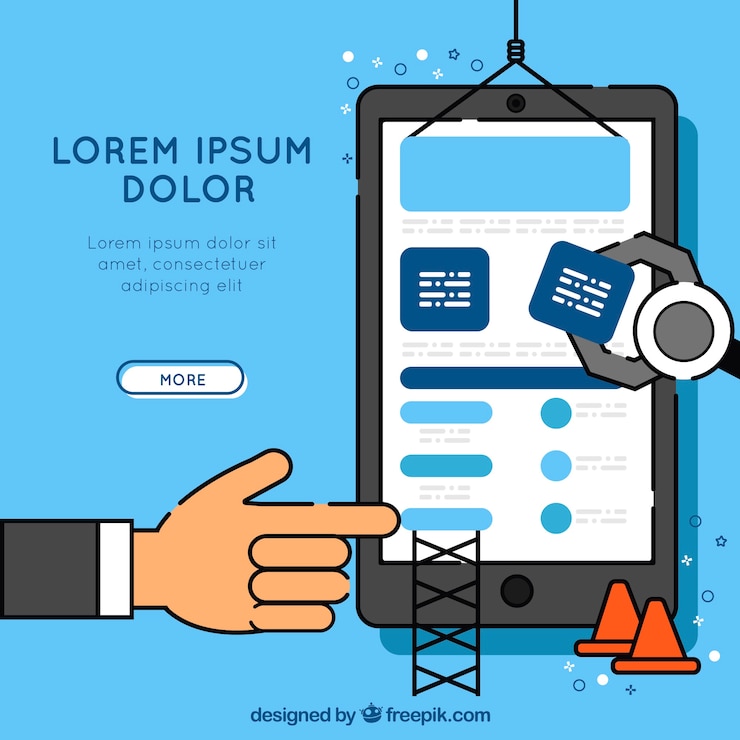 Vector Gratis hand drawn landing page design with smartphone and construction concept