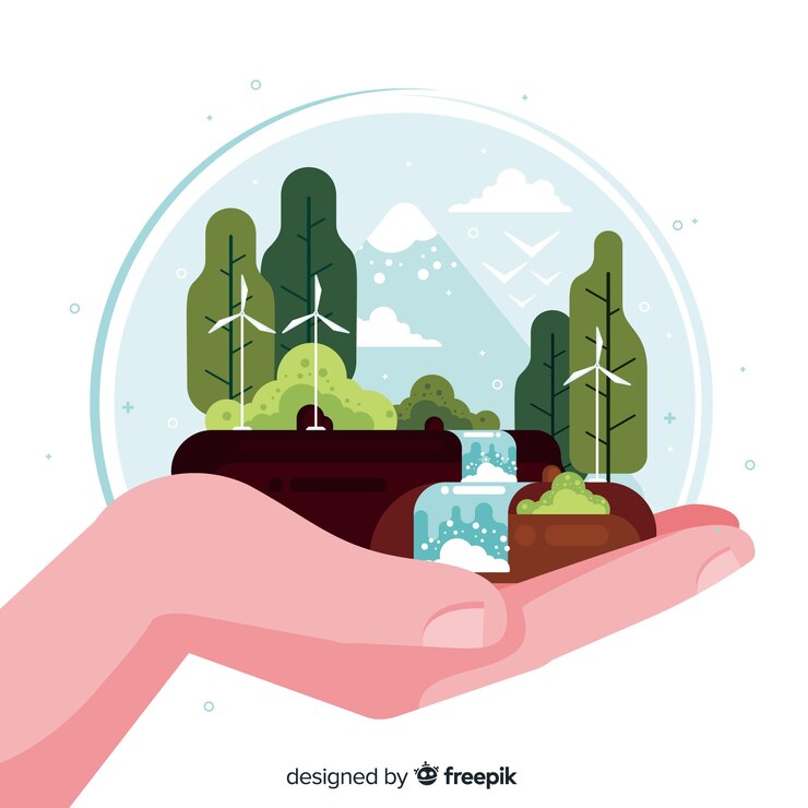 Vector Gratis hand drawn landscape with falls