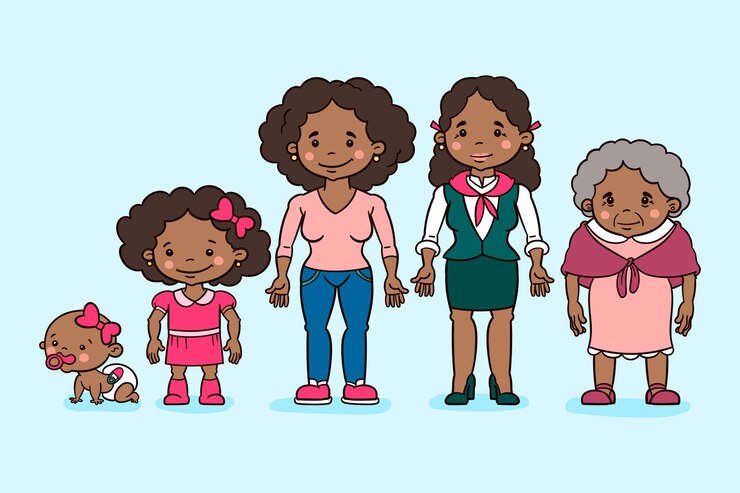 Vector Gratis hand drawn life cycle of woman