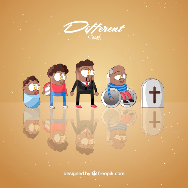 Vector Gratis hand drawn life stages of a man