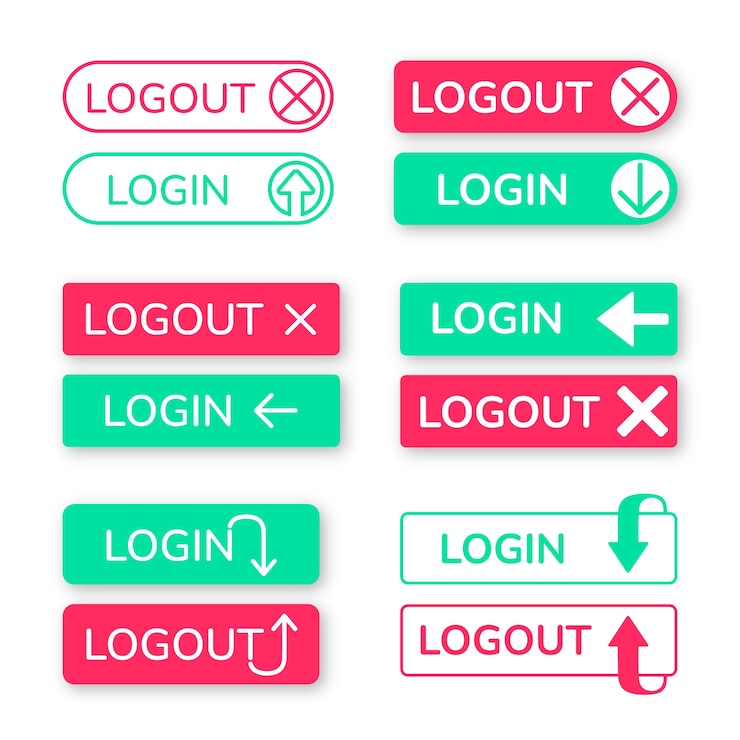 Vector Gratis hand drawn login and logout buttons  label collection