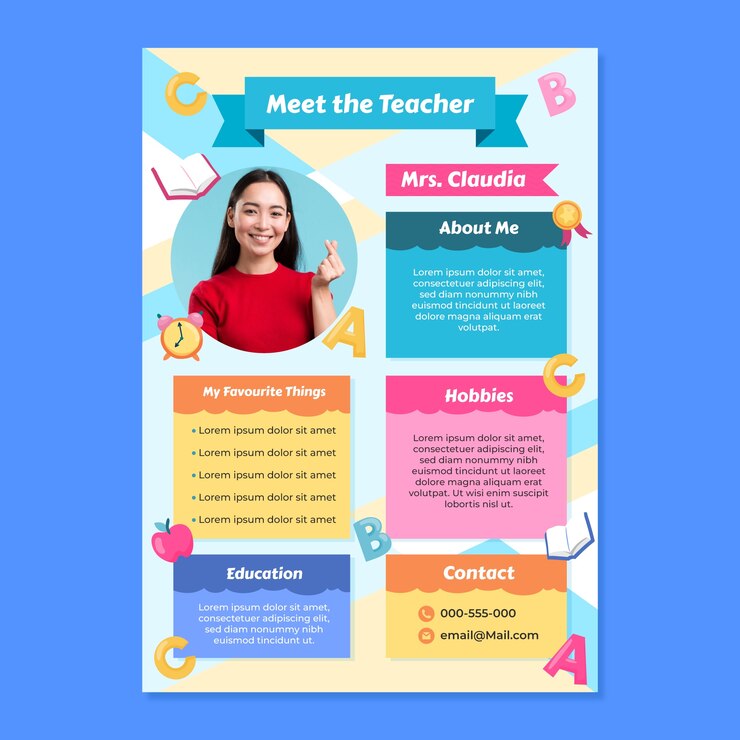 Vector Gratis hand drawn meet the teacher template