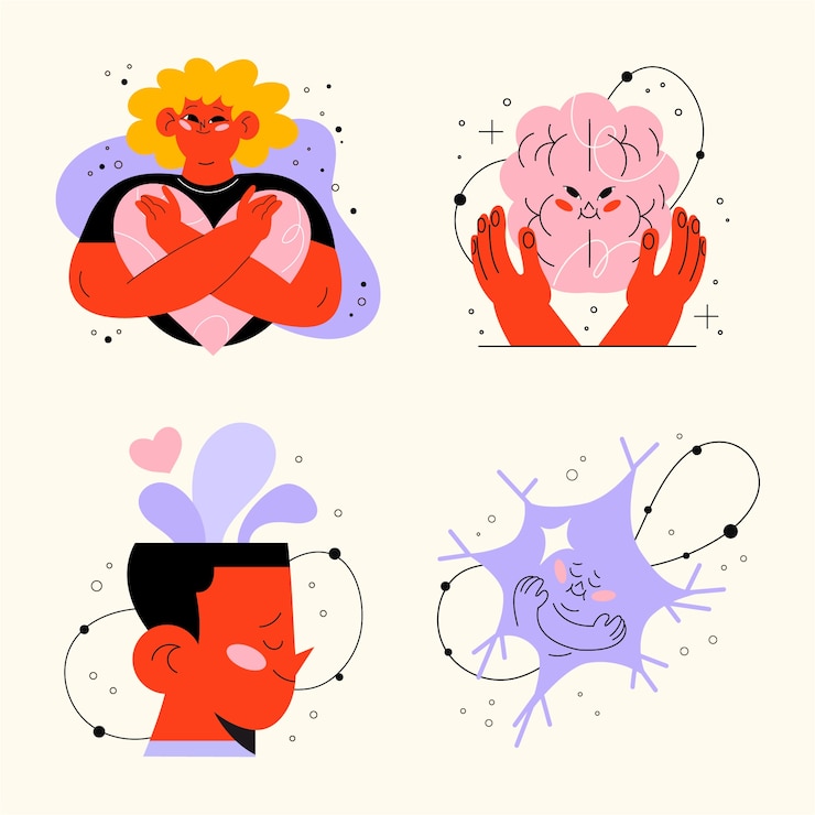 Vector Gratis hand drawn mental health set illustration