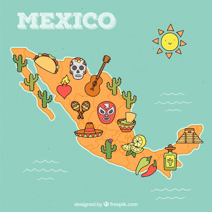 Vector Gratis hand drawn mexico map 