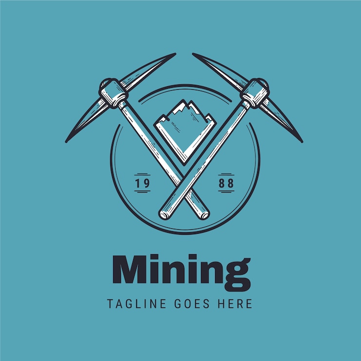 Vector Gratis hand drawn mining logo template