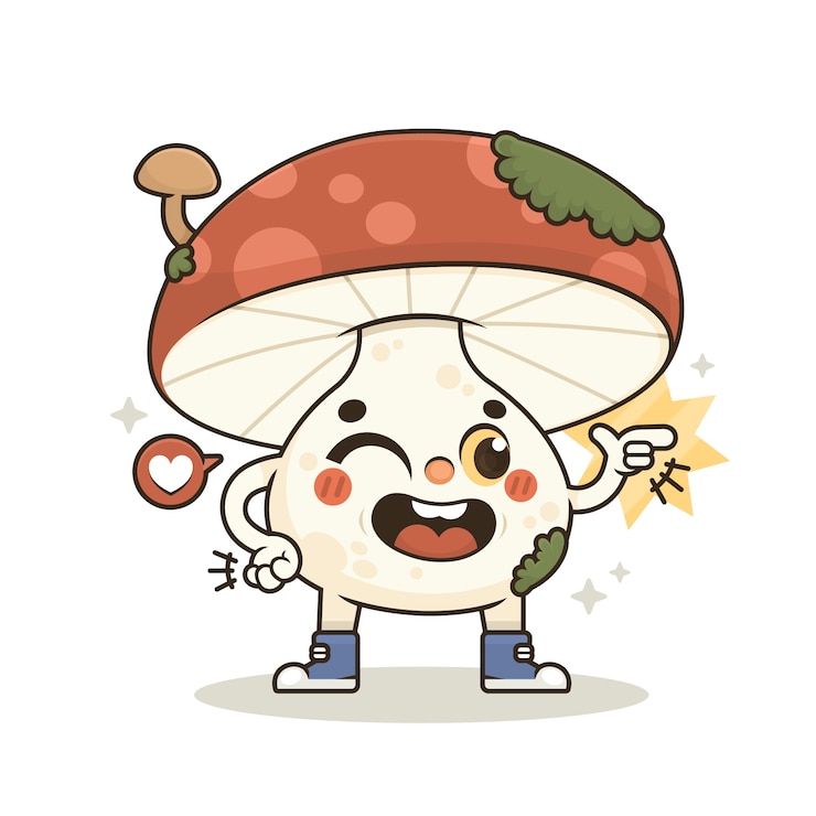 Vector Gratis hand drawn mushroom  cartoon illustration