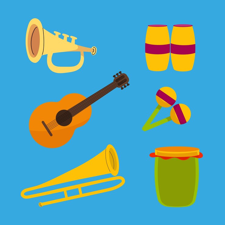 Vector Gratis hand drawn musical instruments collection