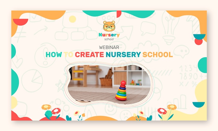 Vector Gratis hand drawn nursery school webinar template