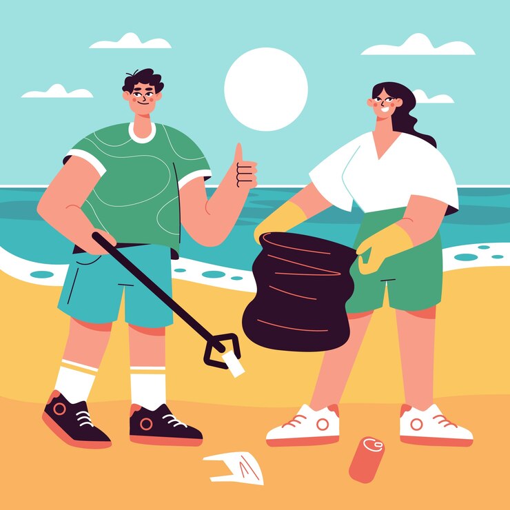 Vector Gratis hand drawn ocean plastic pollution illustration