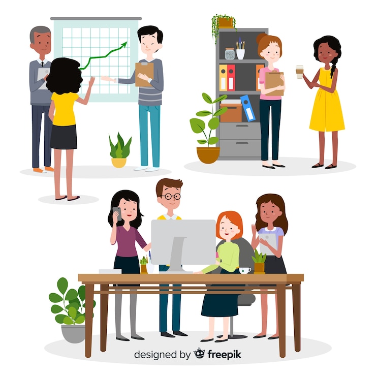 Vector Gratis hand drawn office scenes collection