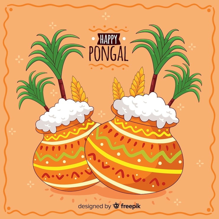 Vector Gratis hand drawn pongal background