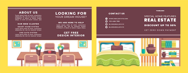 Vector Gratis hand drawn real estate brochure
