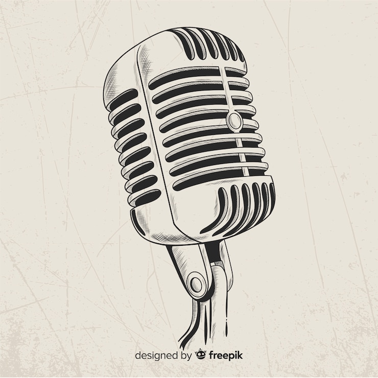 Vector Gratis hand drawn realistic retro microphone