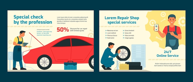 Vector Gratis hand drawn repair shop template design