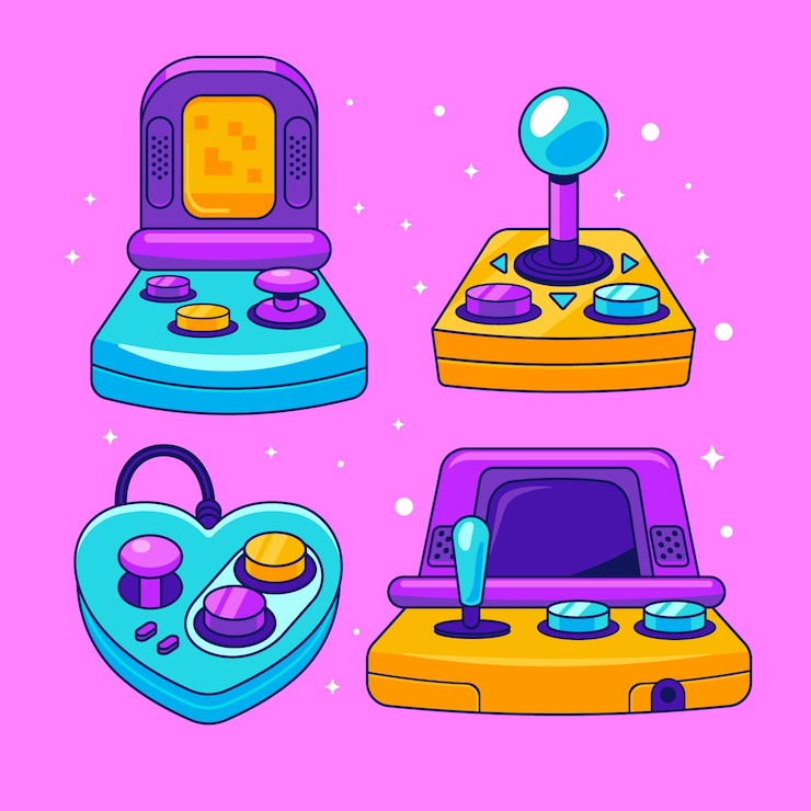 Vector Gratis hand drawn retro games elements collection