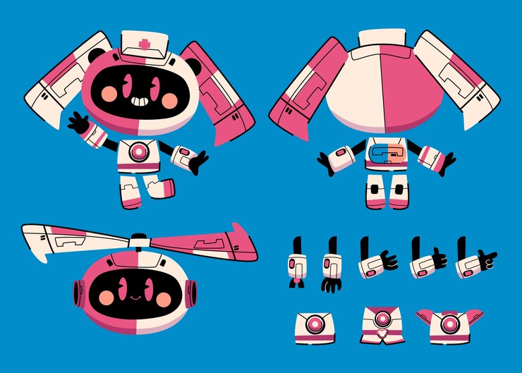 Vector Gratis hand drawn robot character constructor illustration