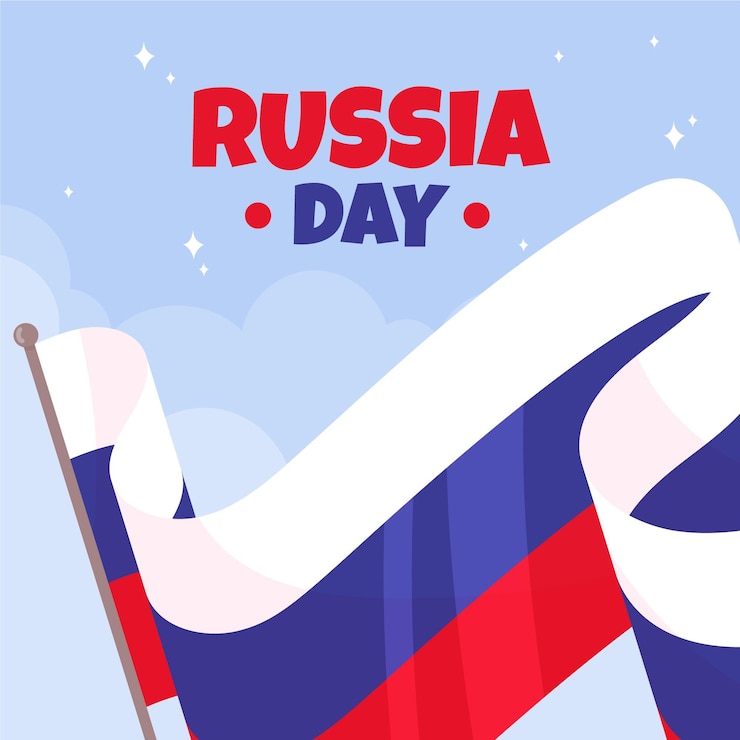 Vector Gratis hand drawn russia day with flag