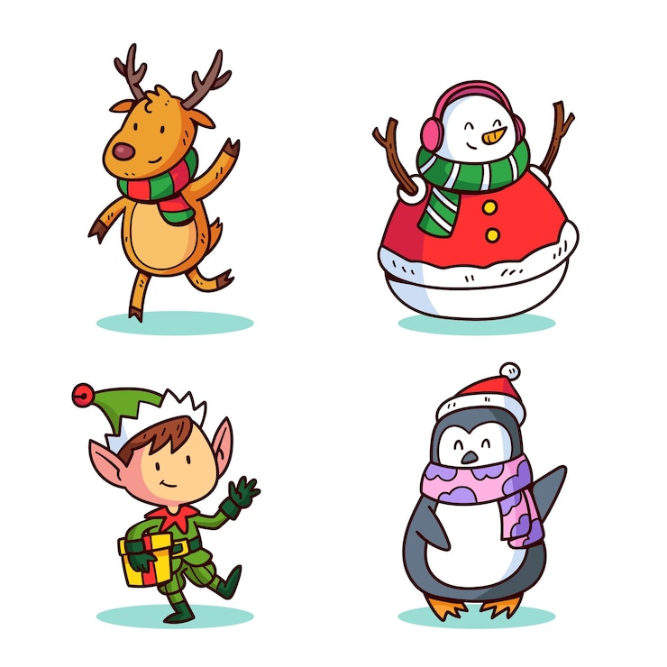 Vector Gratis hand drawn santa claus character collection