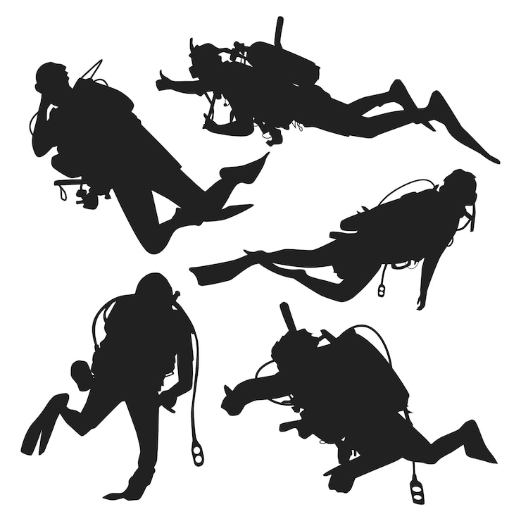 Vector Gratis hand drawn scuba diver  silhouette