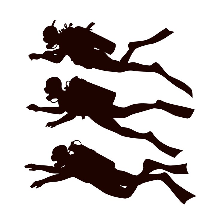 Vector Gratis hand drawn scuba diver silhouettes