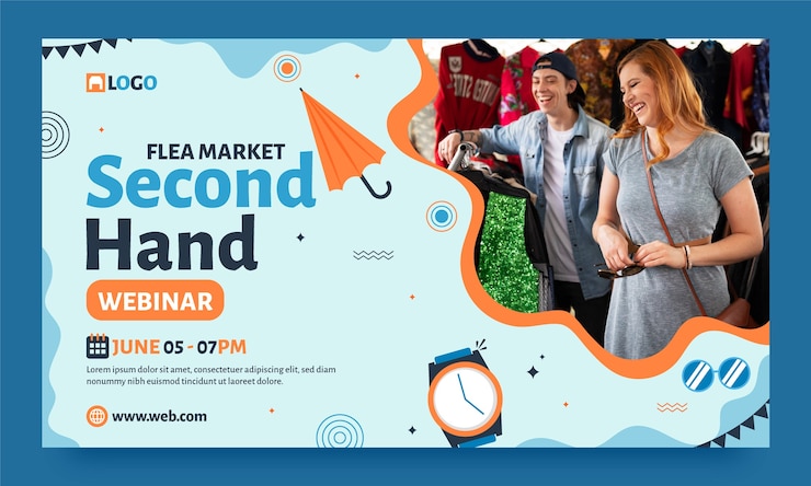 Vector Gratis hand drawn second hand shop webinar