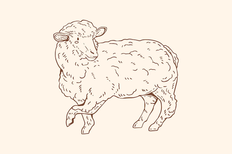 Vector Gratis hand drawn sheep outline illustration