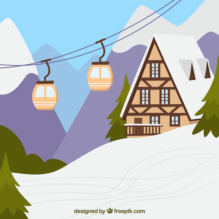 Vector Gratis hand drawn ski station