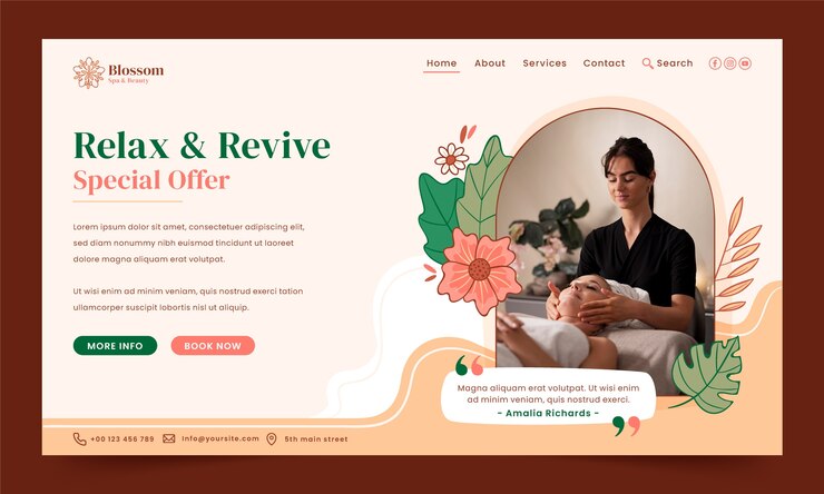 Vector Gratis hand drawn spa and health landing page template